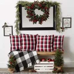 4pk 18"x18" Square Throw Pillow Covers Red/White - Design Imports -Design Imports GUEST ecb37763 c7a4 462c 81fa a30a9a24edbf