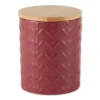 Design Imports Barn Red Matte Retro Vine Texture Ceramic Canister Set/3