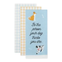 Design Imports Pet Lovers Everyday Cotton Dishtowel Set/3, Dog Person