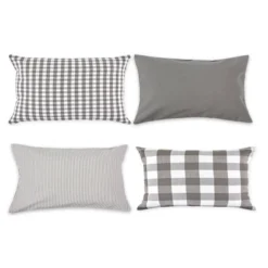 4pk Assorted Throw Pillow Covers Gray/White - Design Imports -Design Imports GUEST eefb85db 4643 4d52 a9e2 568a24a308ff