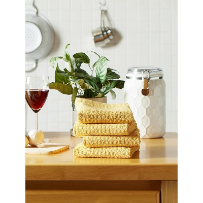 Design Imports Terry Waffle Solid Dishtowel Set 4 Piece, 15X26", Mustard 6 Design Imports Terry Waffle Solid Dishtowel Set 4 Piece, 15X26", Mustard - Image 6