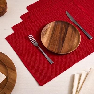 Design Imports Solid Ribbed Placemat Set/4, Muted Clay 2 Design Imports Solid Ribbed Placemat Set/4, Muted Clay - Image 2