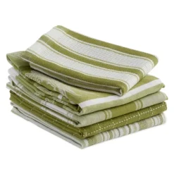 Design Imports Everyday Basic Dishtowel & Dishcloth Set 5 Piece, Parsley Green, Dt 18X28", Dc 13X13" -Design Imports GUEST ef7039d8 7a07 4c35 a18a 2a794d781269