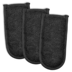 Design Imports Terry Handle Potholder Set 3 Piece Black 6X3" -Design Imports GUEST f00d16b0 278f 4c0c bdbb cc7a6bdb6df8