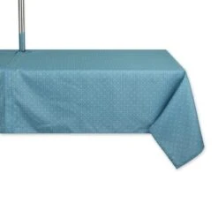 Design Imports Storm Blue Tonal Lattice Print Outdoor Tablecloth With Zipper 60X84