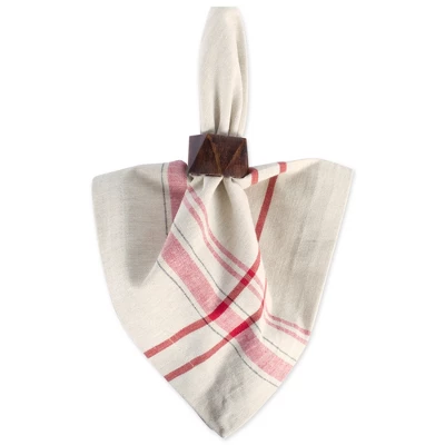 Design Imports French Stripe Napkin Set 6 Piece, Taupe/Red, 20X20" 6 Design Imports French Stripe Napkin Set 6 Piece, Taupe/Red, 20X20" - Image 6