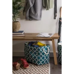 Design Imports Polyester Bin Lattice Teal Rectangle Small 14X8X9 -Design Imports GUEST f082efdd 7313 4361 b834 a6030e0244fe