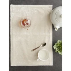 DII Polyester Velvet Placemat Set 4 Piece, Cream, 13x19" -Design Imports GUEST f127a723 3cfa 425f a27c ae4391dd0727