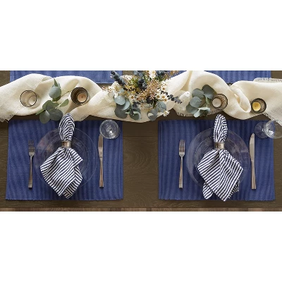 DII Ribbed Solid Placemat Set 6 Piece, French Blue, 13x19" 4 DII Ribbed Solid Placemat Set 6 Piece, French Blue, 13x19" - Image 4