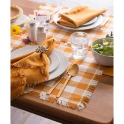 DII Heavyweight Fringe Placemat Set 6 Piece, Pumpkin Spice, 13x19" -Design Imports GUEST f13b4bb6 0182 463e a93e 3da8eab6b6e9