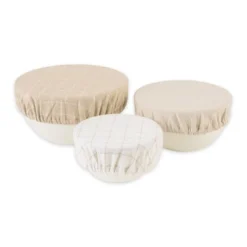 Design Imports Reusable Cotton Dish Covers Set/3, Feather Gray