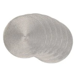 DII Metallic Woven Round Placemat, Silver, 15" Diameter -Design Imports GUEST f2a150a3 c15a 4031 82b0 f4c71fe529ab