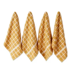 Design Imports Solid Terry Windowpane Dishtowel Set 4 Piece, 16X26", Honey Gold Check -Design Imports GUEST f3043669 cf14 4d2f 8929 3e5def820b4f
