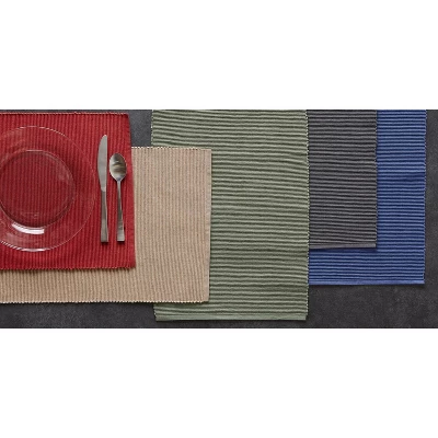 DII Ribbed Solid Placemat Set 6 Piece, Stone, 13x19" 6 DII Ribbed Solid Placemat Set 6 Piece, Stone, 13x19" - Image 6