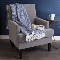 50"x60" Malachite Throw Blanket Blue - Design Imports: Cotton, Hypoallergenic, Machine Washable