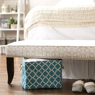 Design Imports Polyester Bin Lattice Storm Blue Rectangle Medium 16X10X12 4 Design Imports Polyester Bin Lattice Storm Blue Rectangle Medium 16X10X12 - Image 4