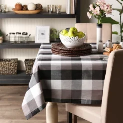 Design Imports Black Tri Color Check Tablecloth 60X84 -Design Imports GUEST f57c5b18 8809 4e1b 883b 125e2f08462d
