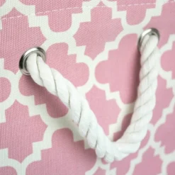 17.5" X 12" X 15" Large Polyester Rectangle Lattice Storage Bin Rose - Design Imports