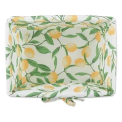 Design Imports Set Of 2 M Antique White Chicken Wire Lemon Print Liner Baskets