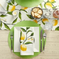 DII Solid Woven Placemat Set 6 Piece, Lime, 15" Dia -Design Imports GUEST f68add86 628a 4b0b a244 c566ba6c3272