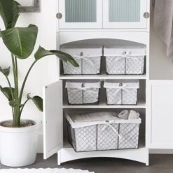 Design Imports Set Of 5 Vintage Gray Chicken Wire Bleached Liner Baskets White -Design Imports GUEST f6de0bd6 db2b 4a7c b036 0db8734791d8