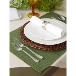 Green Sage Placemats (Set Of 6) - Design Imports: Cotton Rectangular Table Mats, Machine Washable -Design Imports GUEST f840e408 75a0 4965 83f6 7b792b2c577c