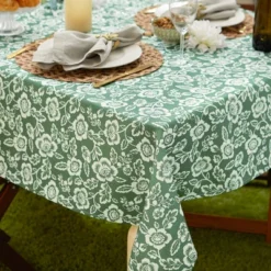 Design Imports Artichoke Green Floral Print Outdoor Tablecloth With Zipper 60X120 -Design Imports GUEST f8764db7 af69 45e4 850e 908e74a0dac3