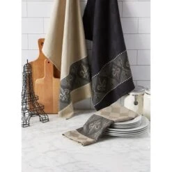 Design Imports Assorted Fleur De Lis Jacquard Dishtowels (Set Of 3) -Design Imports GUEST f94c30a3 c5e6 40c6 8b3d caf5a53bc3e0