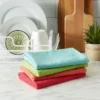 4pk Cotton Assorted Bright Barmop Dishtowels - Design Imports: Kitchen Towels, Hand Towels, Rags, Off-White, 16"x19"