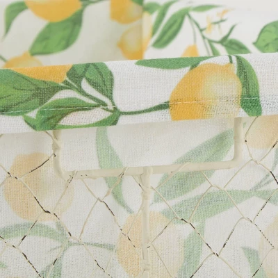 Design Imports Set Of 3 S Antique White Chicken Wire Lemon Print Liner Baskets 5 Design Imports Set Of 3 S Antique White Chicken Wire Lemon Print Liner Baskets - Image 5
