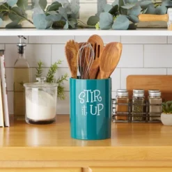 Design Imports Teal Stir It Up Ceramic Utensil Holder -Design Imports GUEST fb3a0f5e 7131 4fe8 bbd5 3fab04dcf240