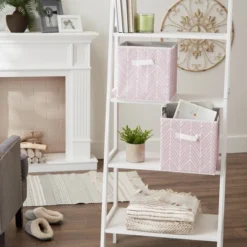 Set Of 2 11" X 11" X 11" Nonwoven Polyester Herringbone Square Storage Cube Mauve - Design Imports -Design Imports GUEST fb8934ba 5dd6 4b5f af7c 4b2efe8a6351