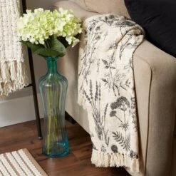 Botanical Printed Throw - Design Imports: Cotton, Hypoallergenic, Machine Washable, 50x60 Inches -Design Imports GUEST fbbc4ae2 822f 4774 b41e a3a5bab9aac0