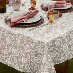 Design Imports Stone Floral Print Outdoor Tablecloth With Zipper 60X120 -Design Imports GUEST fbfa29fc d59f 4ffa b046 36dcd18489fe