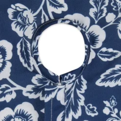 Design Imports Nautical Blue Floral Print Outdoor Tablecloth With Zipper 60 Round