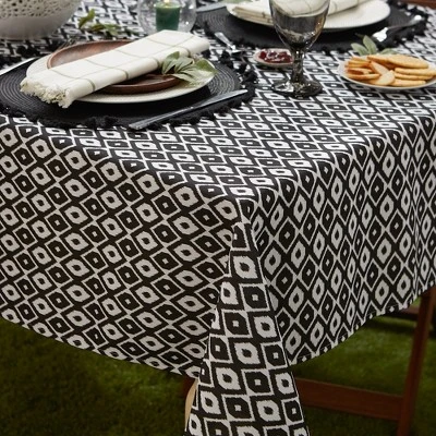 Design Imports Black Ikat Outdoor Tablecloth 60X84 3 Design Imports Black Ikat Outdoor Tablecloth 60X84 - Image 3