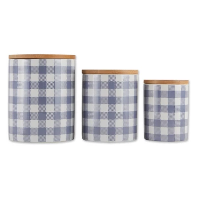 Design Imports Stonewash Blue & White Buffalo Check Ceramic Canister Set/3 13 Design Imports Stonewash Blue & White Buffalo Check Ceramic Canister Set/3 - Image 13