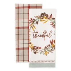 Design Imports Assorted Thankful Autumn Dishtowel (Set Of 2)