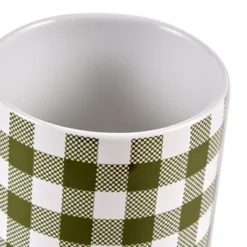 Design Imports Antique Green & White Buffalo Check Ceramic Canister Set/3