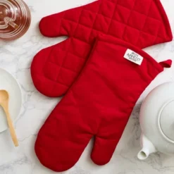 Design Imports Chino Oven Mitt Set/2, Red Cider