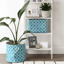 Design Imports Polyester Bin Lattice Storm Blue Rectangle Medium 16X10X12 11 Design Imports Polyester Bin Lattice Storm Blue Rectangle Medium 16X10X12 -Design Imports GUEST fee25905 f1ec 41d9 90fe f9be417fe45b