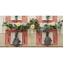 DII Ribbed Two-Tone Placemat Set 6 Piece, Vintage Red, 13x19" -Design Imports GUEST feff95be 87e6 4bd1 9291 0e35f21a36c8